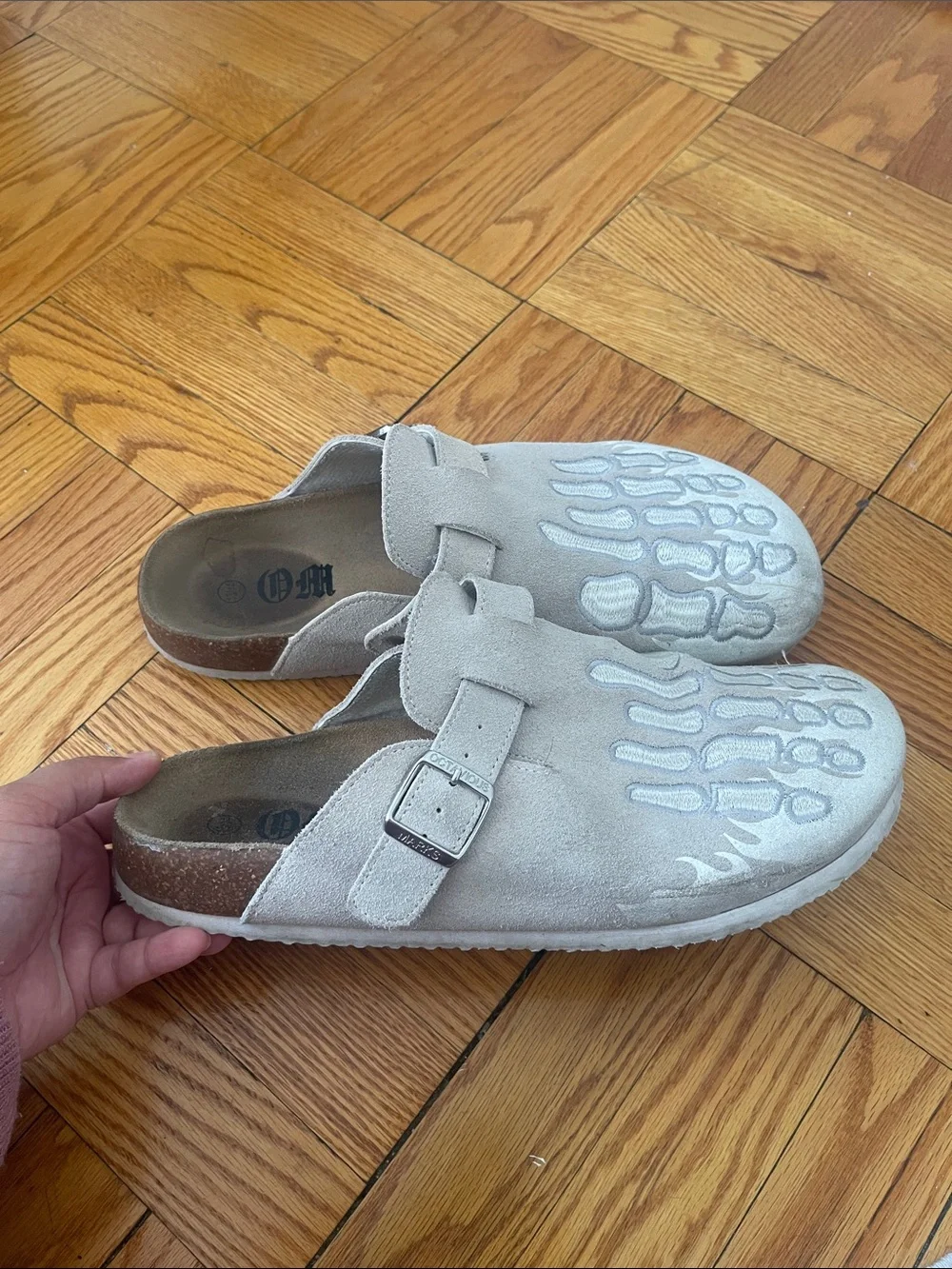 Octavious Marks Clog in Light Gray with Skeleton Print